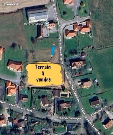 Terrain viabilisé 1000m2. Plat, quartier résidentiel calme. Projet maisons