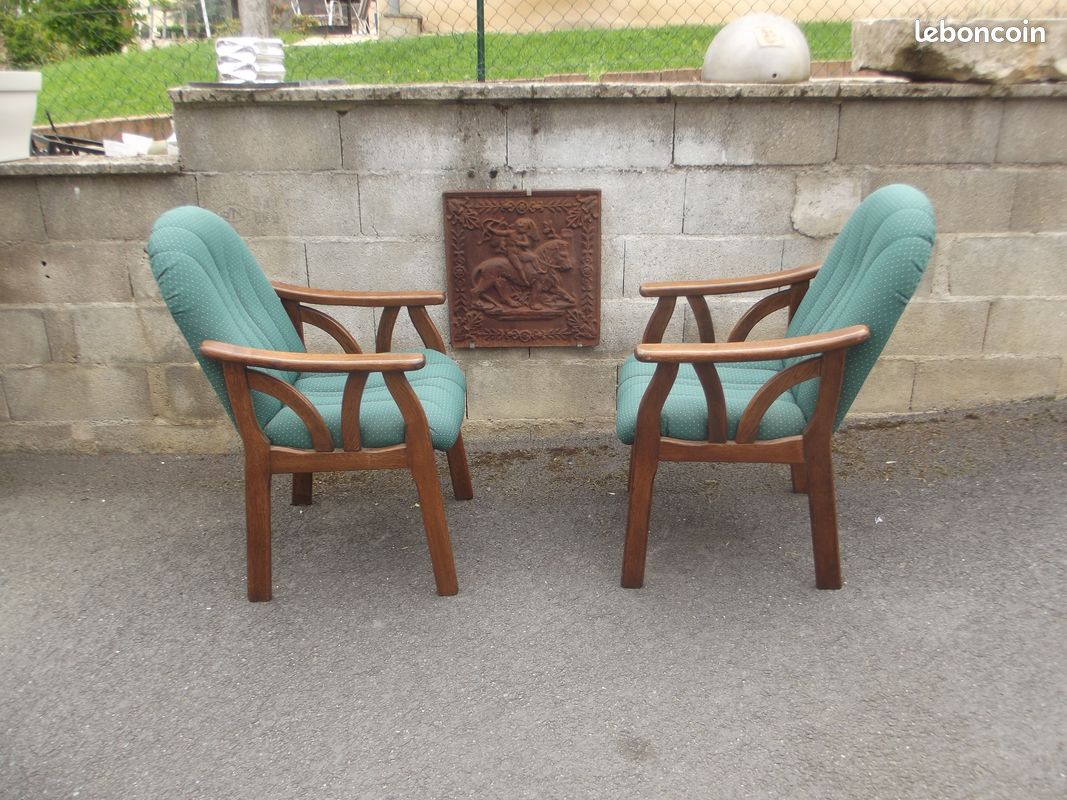 2 fauteuils bois et tissus (image 3)