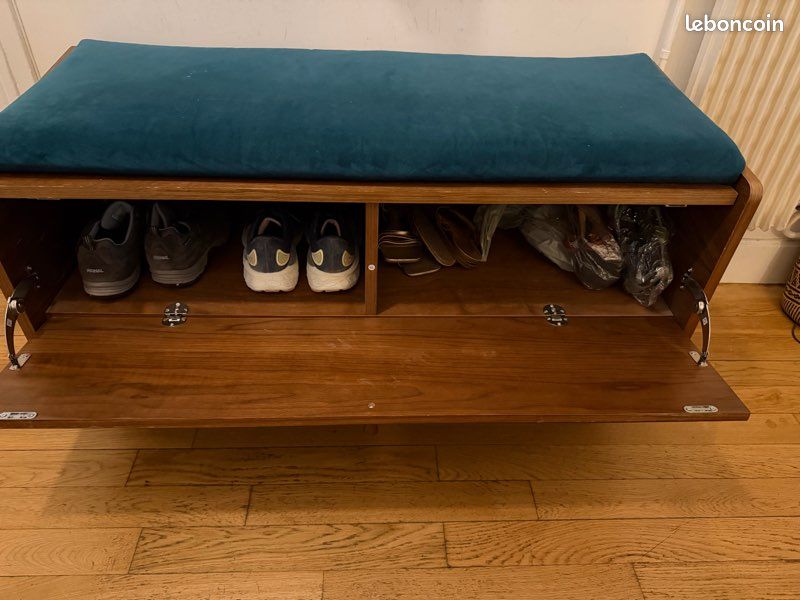 Banquette / Meuble à chaussures vintage en bois – 104 cm (image 3)