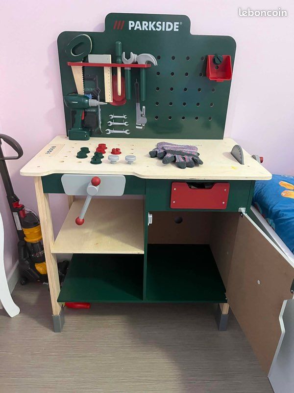 Ancien établi En Bois Jouet - Outils Enfant - Déco Vintage - Sans Marque