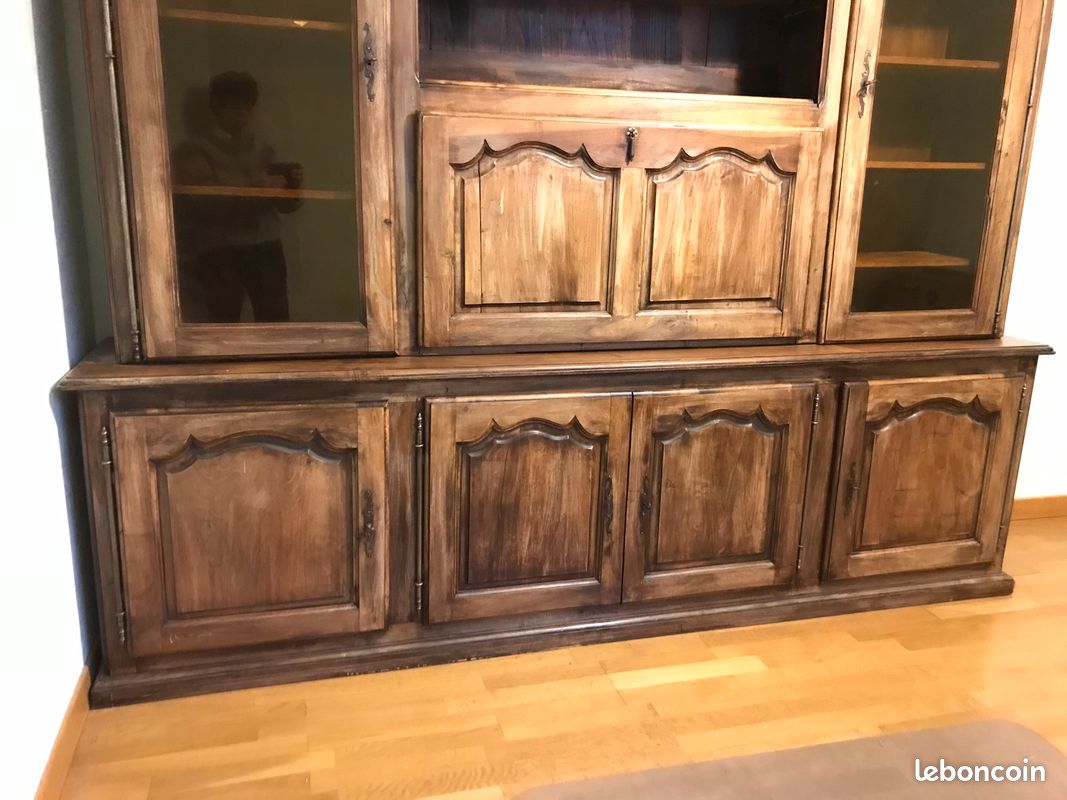 Grand meuble de rangement (ou bibliothèque) vintage en bois massif (image 2)