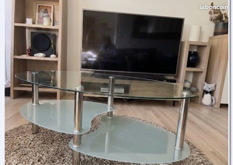 Table basse en verre trempé ovale (image 3)