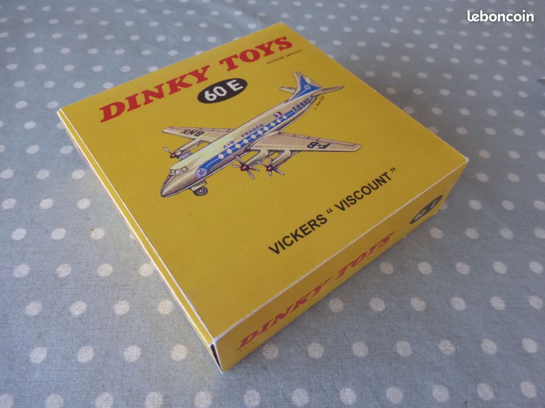 Dinky Toys 60E Avion Vickers Viscount Air France - 1/200 - Zamac - Boîte Reproduction