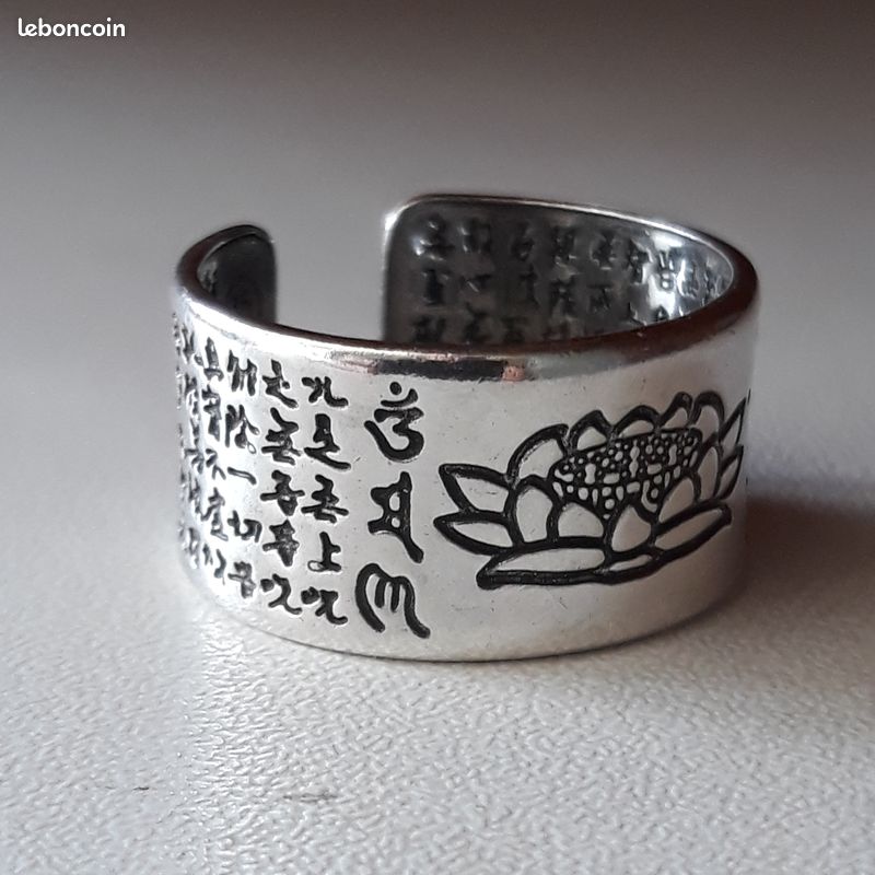Bague Lotus et Mantra Bouddhiste Argent 990 (image 9)