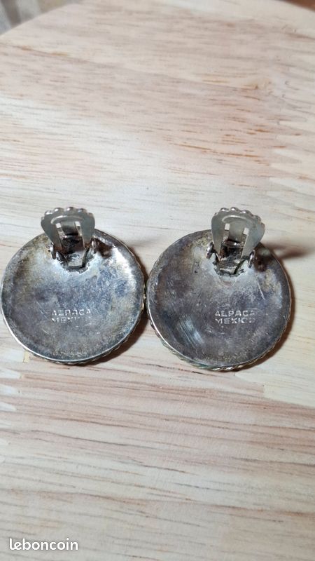Boucles D'Oreilles Clips Argent Sterling Vintage Mexico - Occasion - Purété 925