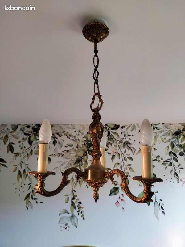 Lustre vintage années 50-60 métal doré 6 branches