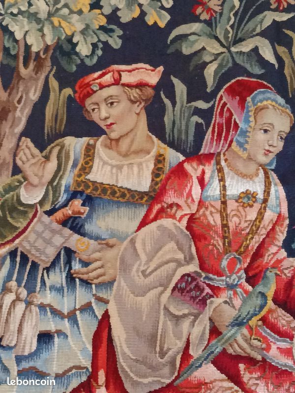 Grande tapisserie Jules Pansu – « La Dame au coffret » – Point d’Halluin (image 5)