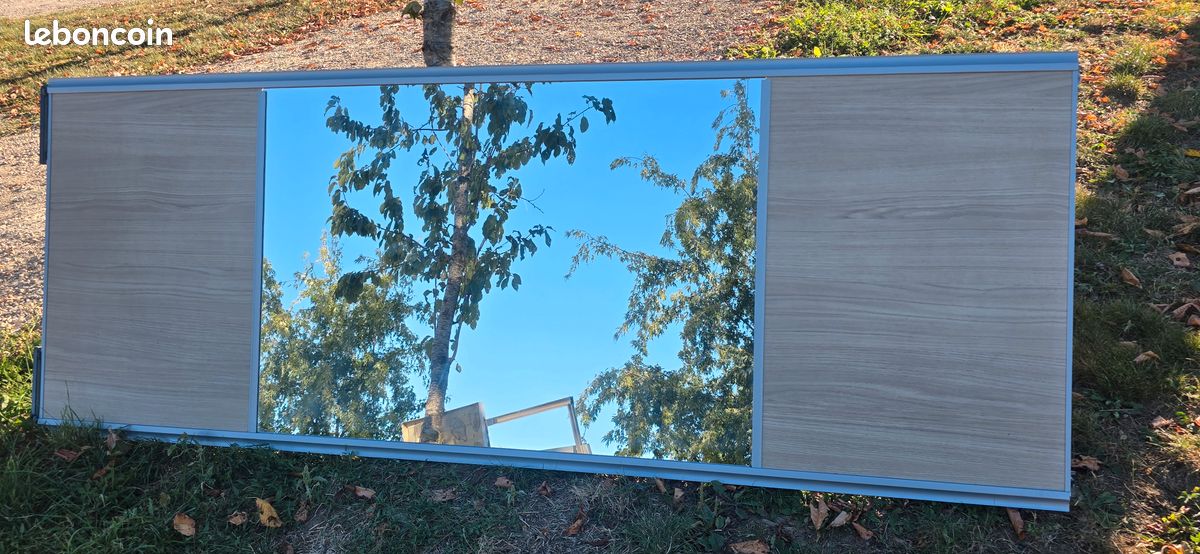 Lot de 3 portes coulissantes de placard avec profilés aluminium (image 1)