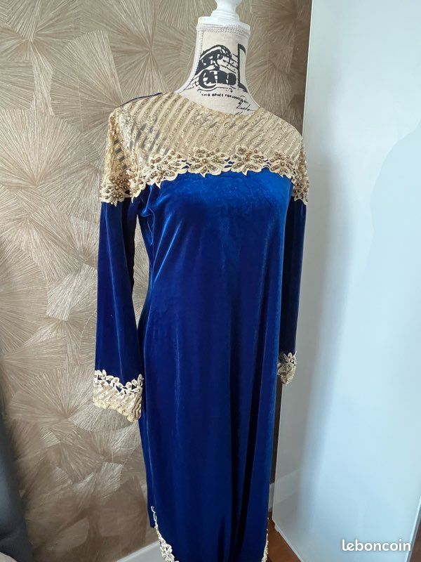 Robe Algérienne Robe Maison 2019 Robe Sarouel Velours Bleu