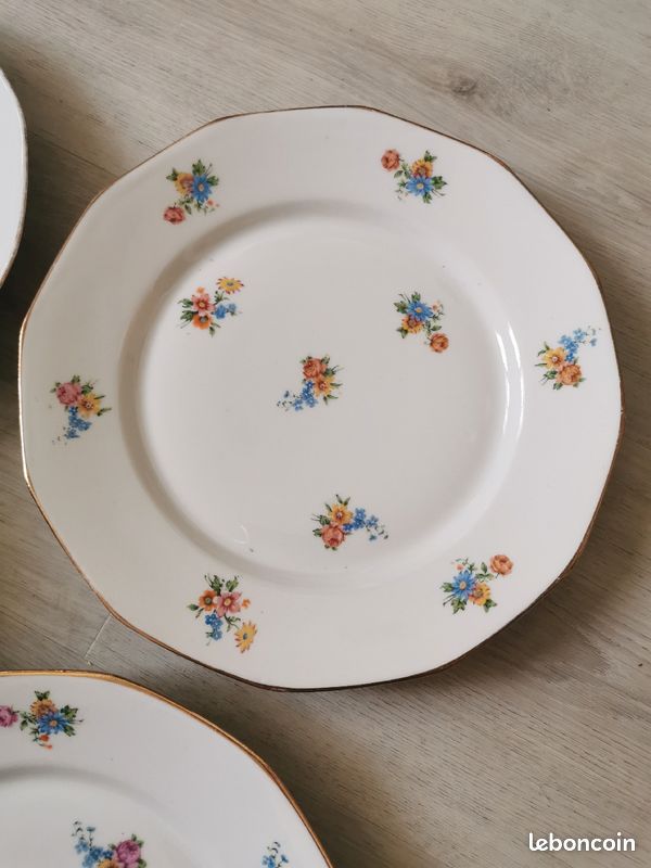 🌸 Lot 6 assiettes plates vintage porcelaine (image 6)