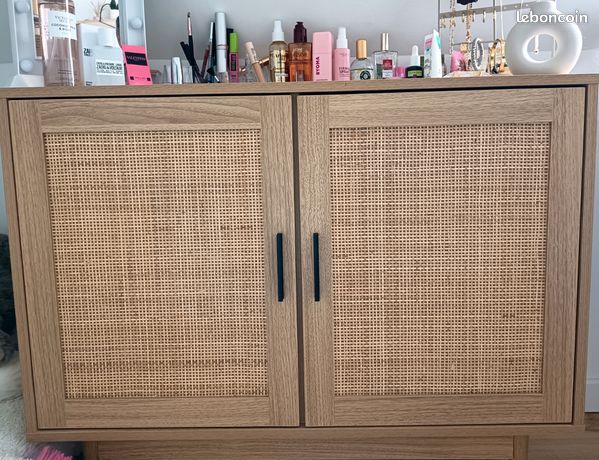 Buffet Ines Effet Chêne Et Cannage Rotin 150cm - Buffet