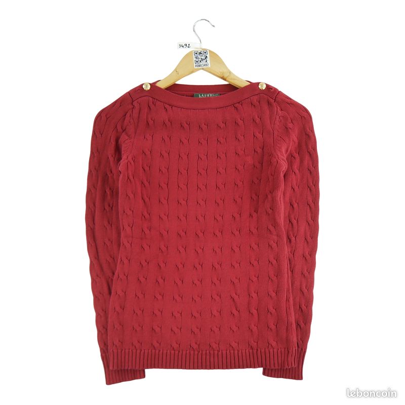 Pull Femme Rouge Marks And Spencer - Taille 14, 100% Coton, Occasion Parfait état