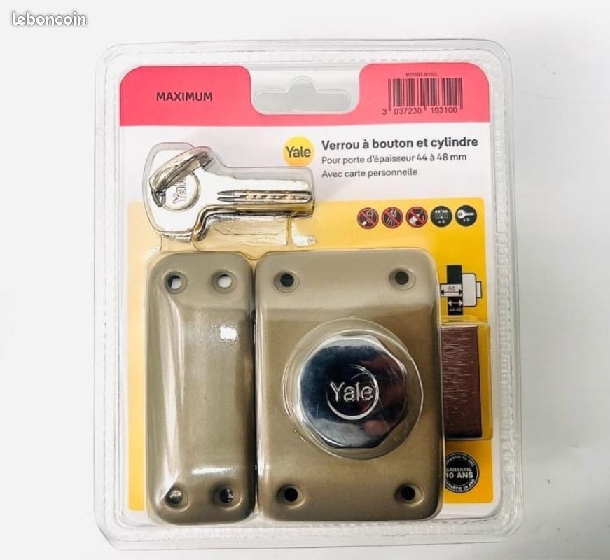 Verrou De Sécurité Bouton/Cylindre - Longueur 40 Mm - 23 Mm