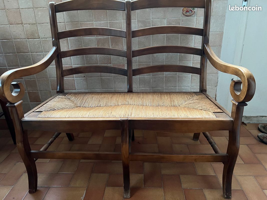 Banc en bois longueur 102cm largeur 54 avec une assise de 43cm hauteur 96cm (image 2)