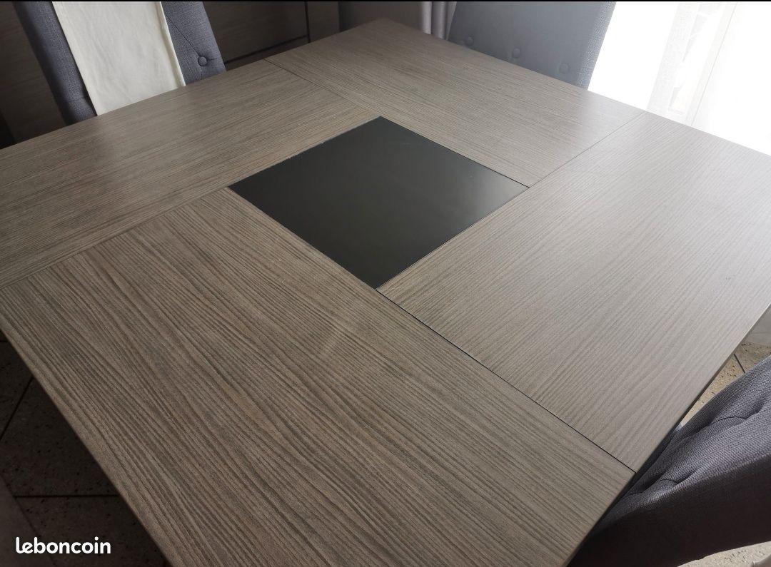 Table salle à manger et vaisselier en chêne cérusé et 4 chaises (image 1)