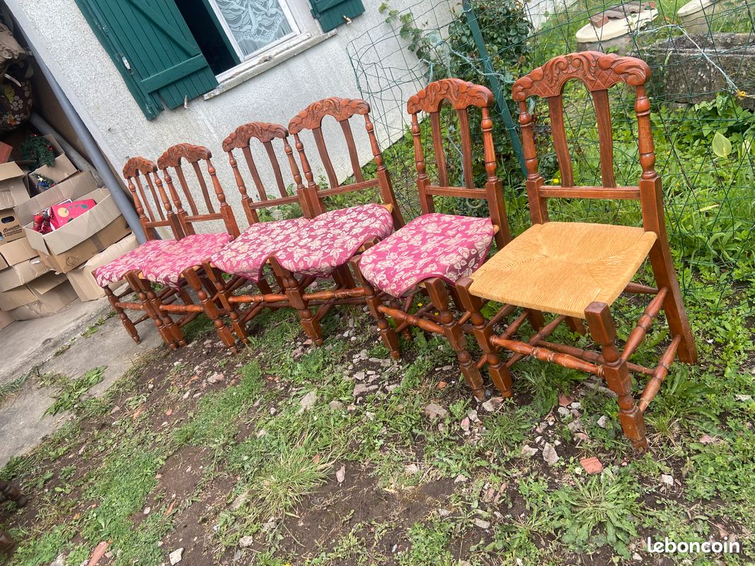 Chaise en bois avec assise empaillé (image 4)