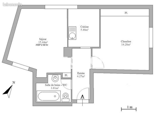 Appartement 2 pièces 43 m²