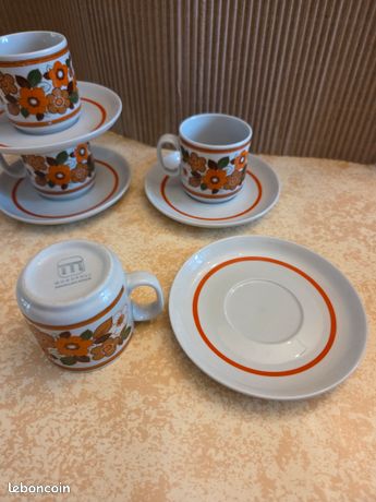 Set de 3 grandes tasses en porcelaine Monopoli made in Italy - vintage