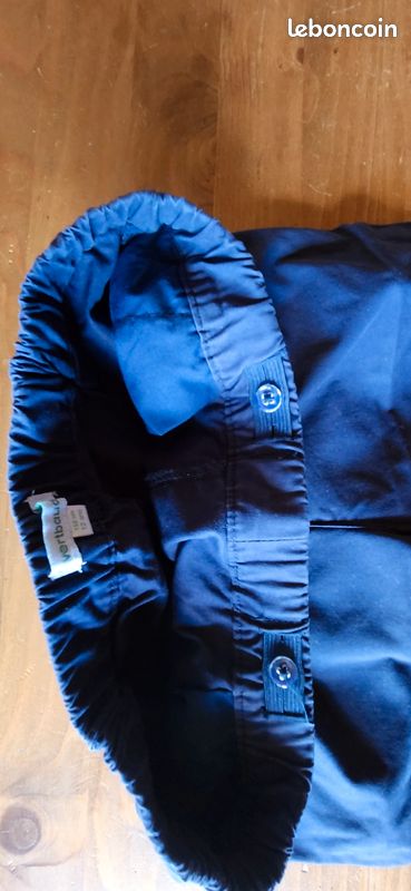 VERTBAUDET Chemise col Mao garçon en Coton/Lin Manches Courtes Bleu Ciel 2A