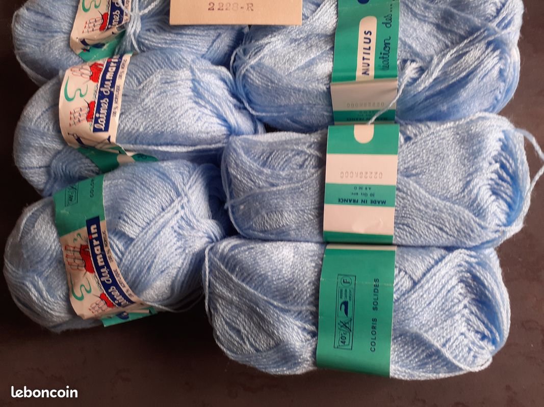 Lot De 600g De Pelotes De Laine - Bleu Et Gris - Fabriqué En France - Aiguille N°5