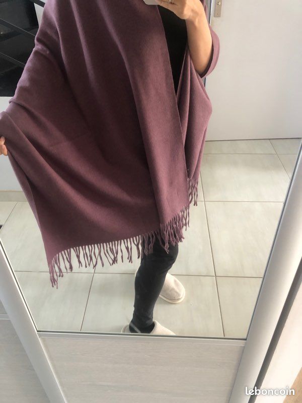 Étole Femme Cachemire Mélangé – Violet Uni, Grande Taille, Qualité Top (neuf)