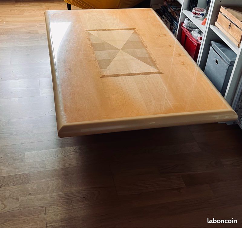 Table Basse Octogonale Signée Jean-Claude Mahey - Style Art Déco, Bois Loupe