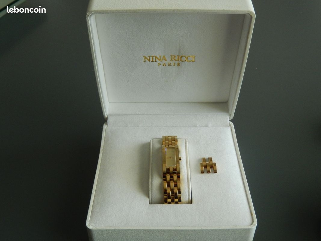 Montre Nina Ricci Très élégante – 3 Bracelets Interchangeables, Mouvement Suisse, Dorée