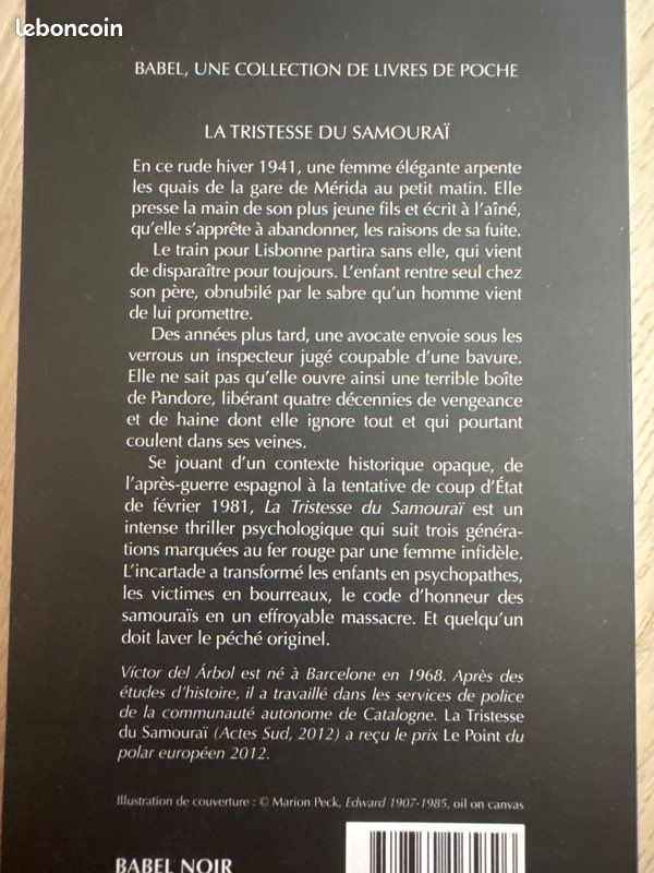 Livre Victor del arbol La tristesse du Samouraï (image 3)