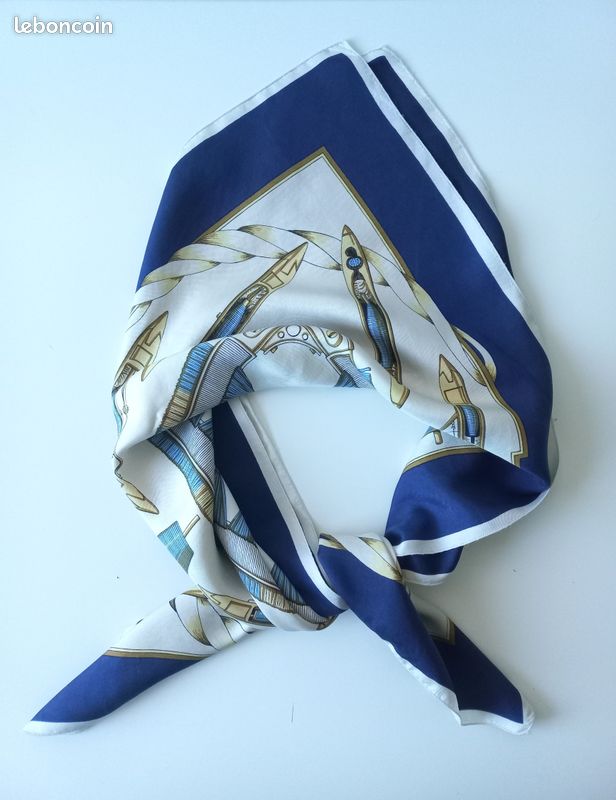 Foulard Carré En Soie Prochownick 1880 – Vert – Vintage – Pour Femme – FO356