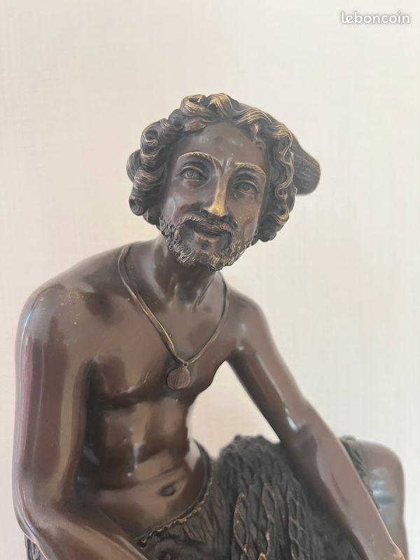 PENDULE EN BRONZE le pêcheur Napolitain par Théodore COICHON (image 6)