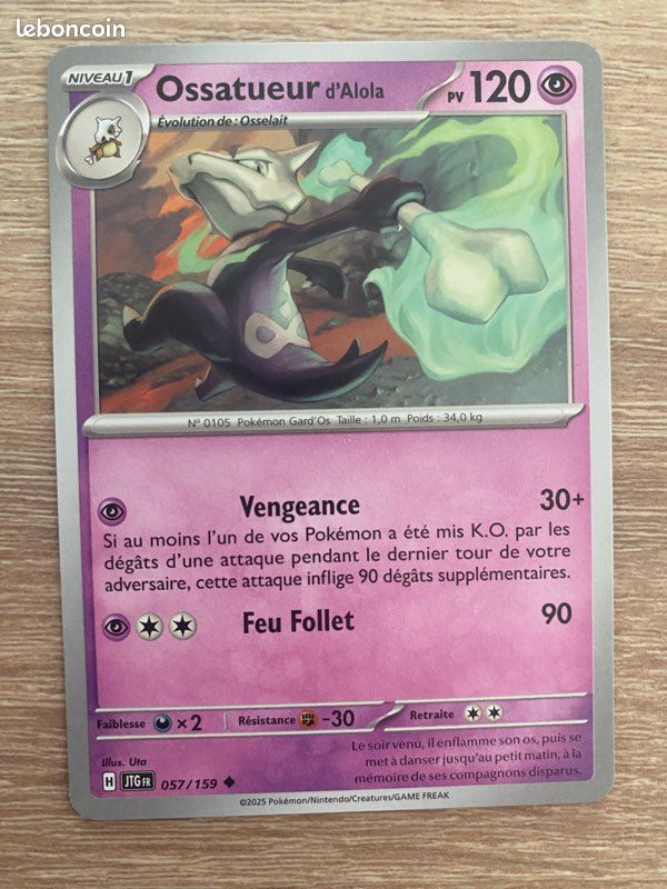 Carte Pokémon Ossatueur d'Alola 057/159 - Zénith Suprême (image 1)