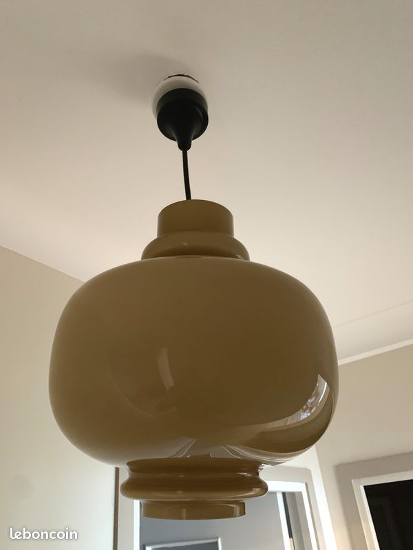 Suspension big bell 50 x 50 x 27 cm Tropical gris beige et intérieur blanc | Leroy Merlin