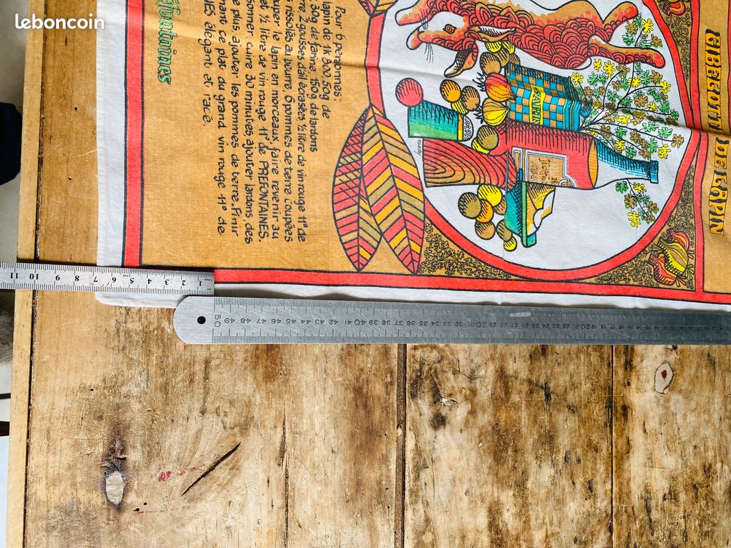 Vintage- Ancien torchon de cuisine-Gibelotte de Lapin-Préfontaines (image 7)