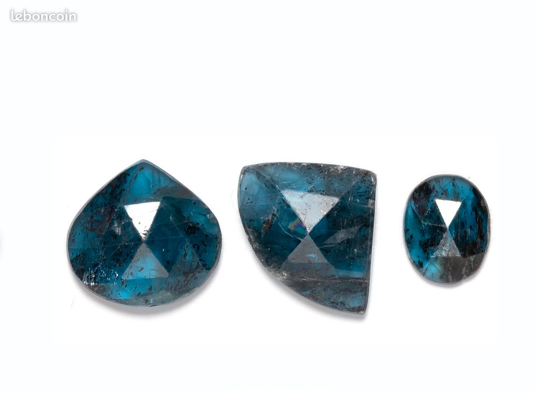3 cabochons de cyanite pierre de gemme naturelle bleu occlusions loisir créatif bijou facettes bleu profond naturelle (image 1)