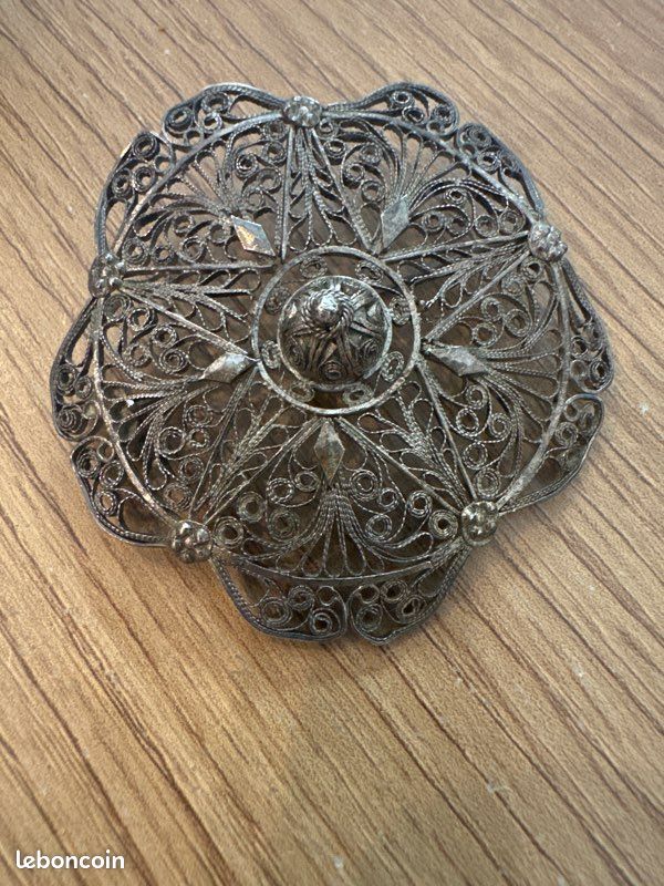 Broche Ancienne En Argent Sterling - Magnifique Pièce Vintage - Occasion