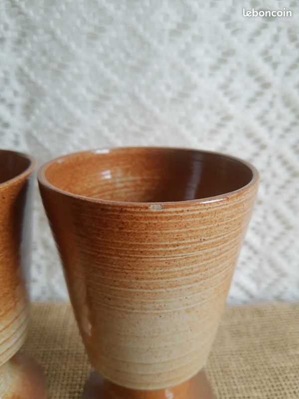 Duo de tasses mazagrans en grès Montgolfier vintage (image 2)