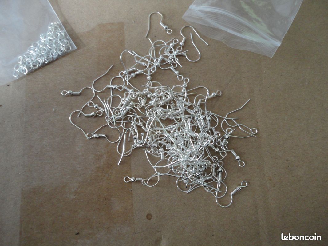 LOT accessoires argent pour fabriquer des bijoux crochets, anneaux (image 3)