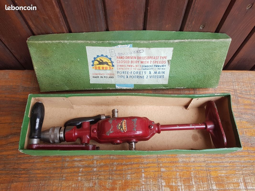 Ancienne Perceuse à Main K3CA – 44 Cm, Acier, Couleur Grise – Bon état
