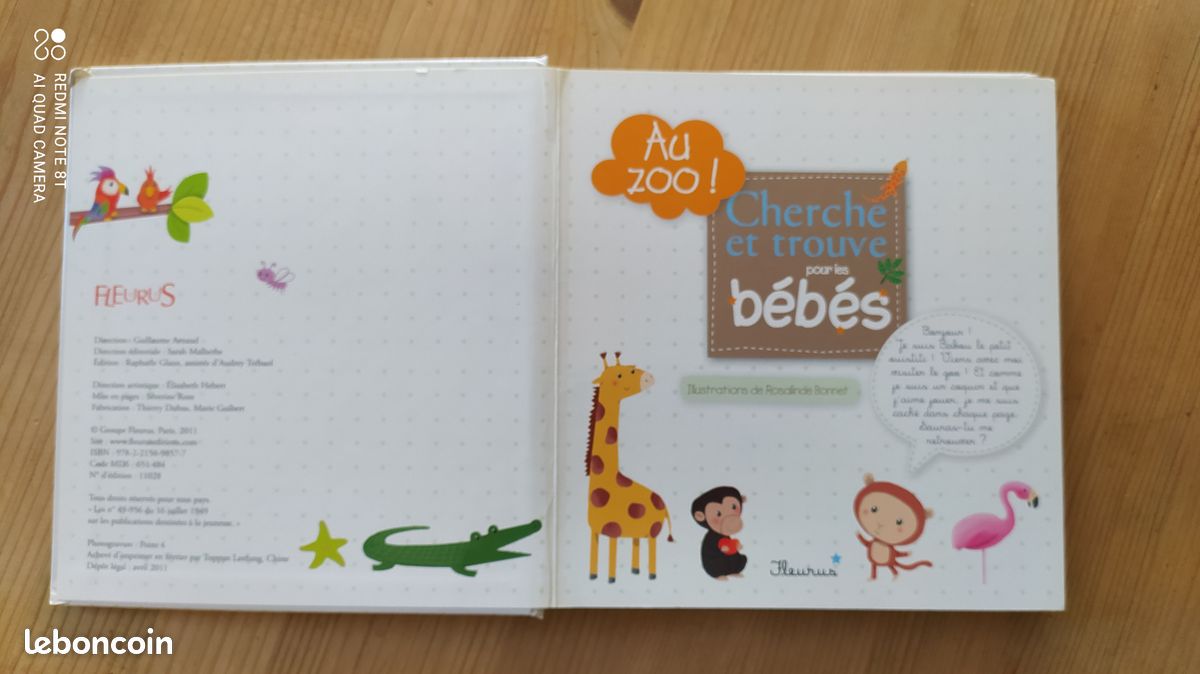 Livre "cherche et trouve pour les bébés, au zoo" éditions Fleurus (image 2)