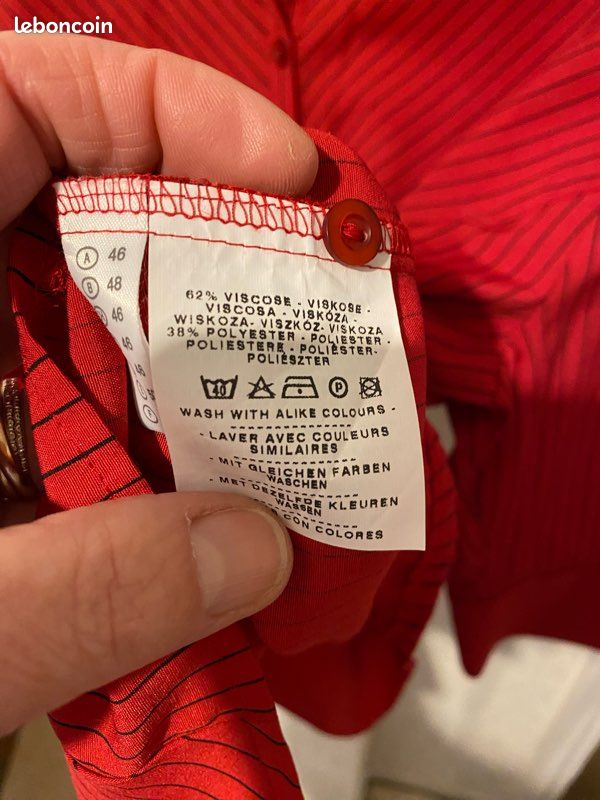 Chemise C&A taille 48 rouge rayé noir très bon état (image 6)