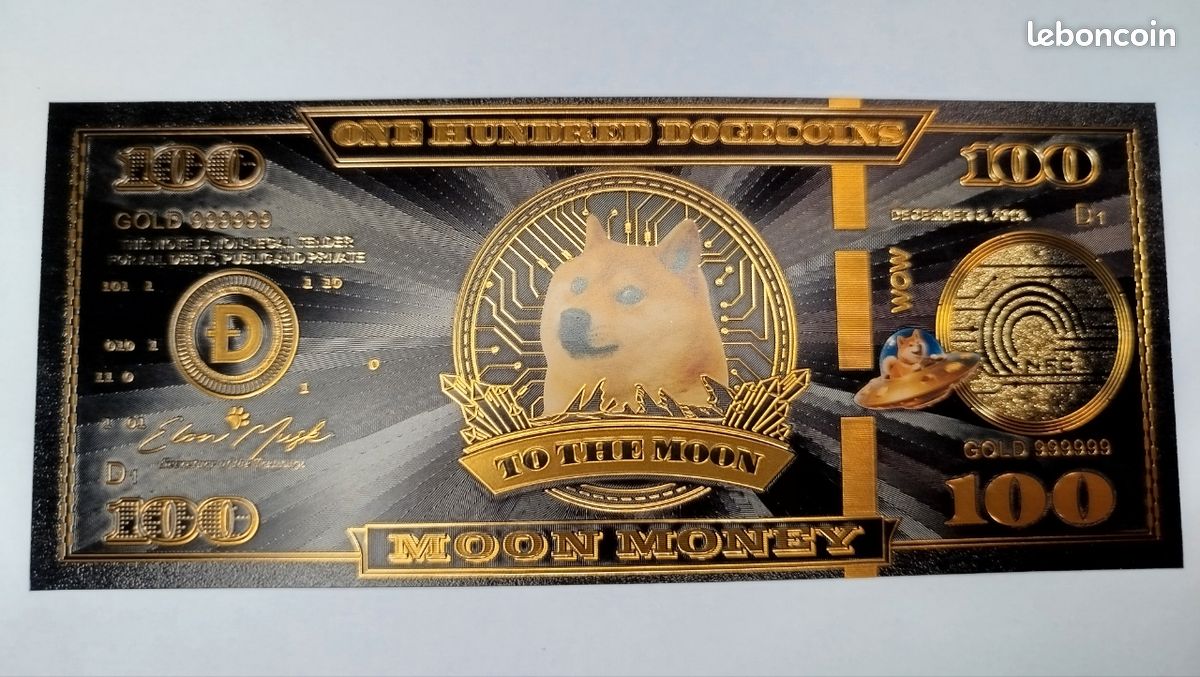 Billet 100 DogeCoin Doge plaqué or collection - Collection
