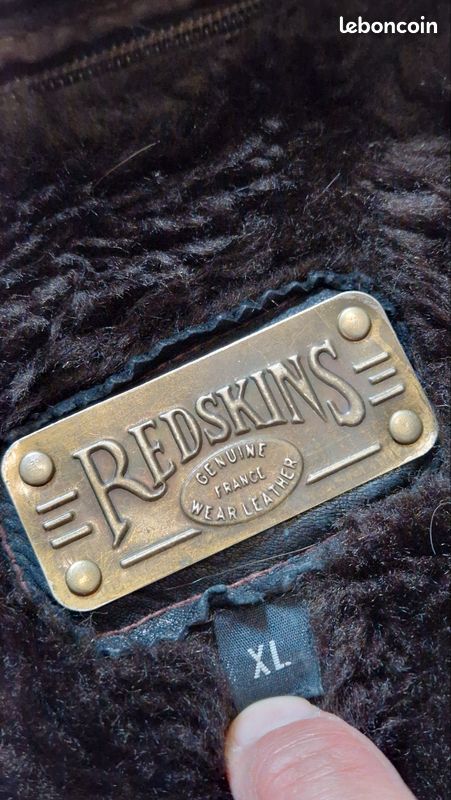 Blouson aviateur cuir noir avec doublures fourrées vintage Redskins - XL (image 6)