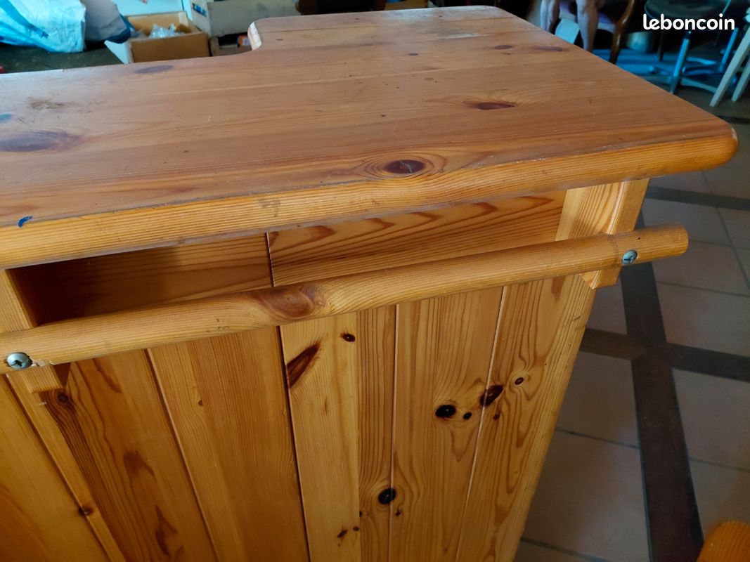 Bar et 2 tabouets hauts en pin (image 3)