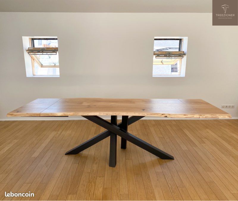 Table à Rallonges Bois Massif Métal Industriel Sur Mesure (image 2)