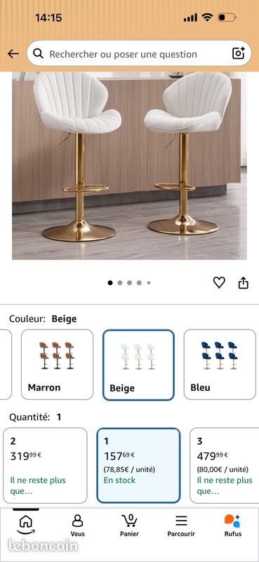 Tabouret de bar réglable blanc (image 3)