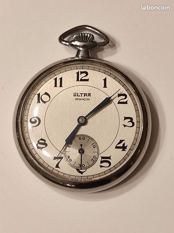 Montre à Gousset GAB Besançon (Dodane) Années 50 - Chronomètre Argenté, Remontage Manuel - Occasion Très Bon état
