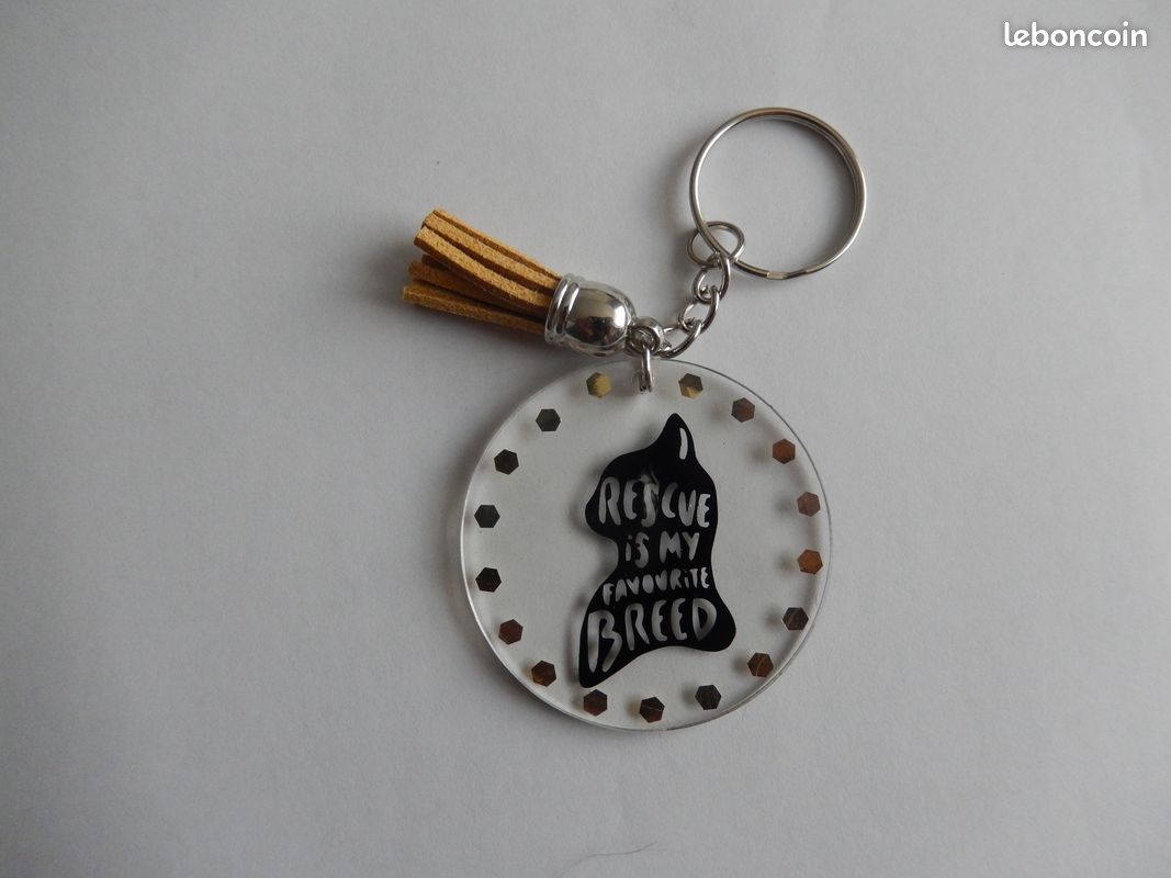 Porte-clés rond rescue Neuf fabriqué à la main (image 1)