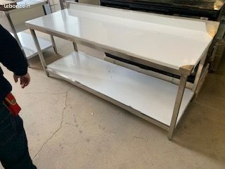 Table inox avec dosseret et etagere 2000x700x950mm neuf (image 2)