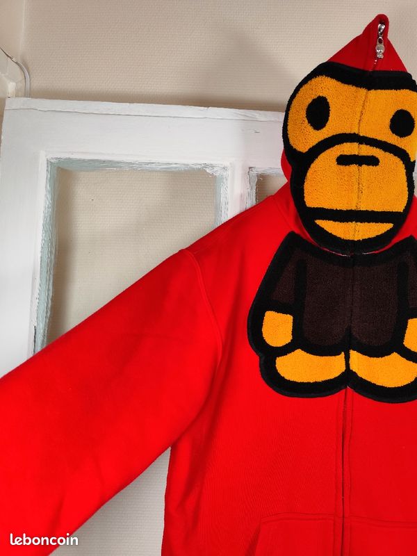 Pull / Sweat rouge - A BATHING APE Feat BABY MILO - taille XL (image 5)