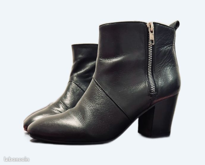 Bottines Maje cuir noir P39 Chaussures
